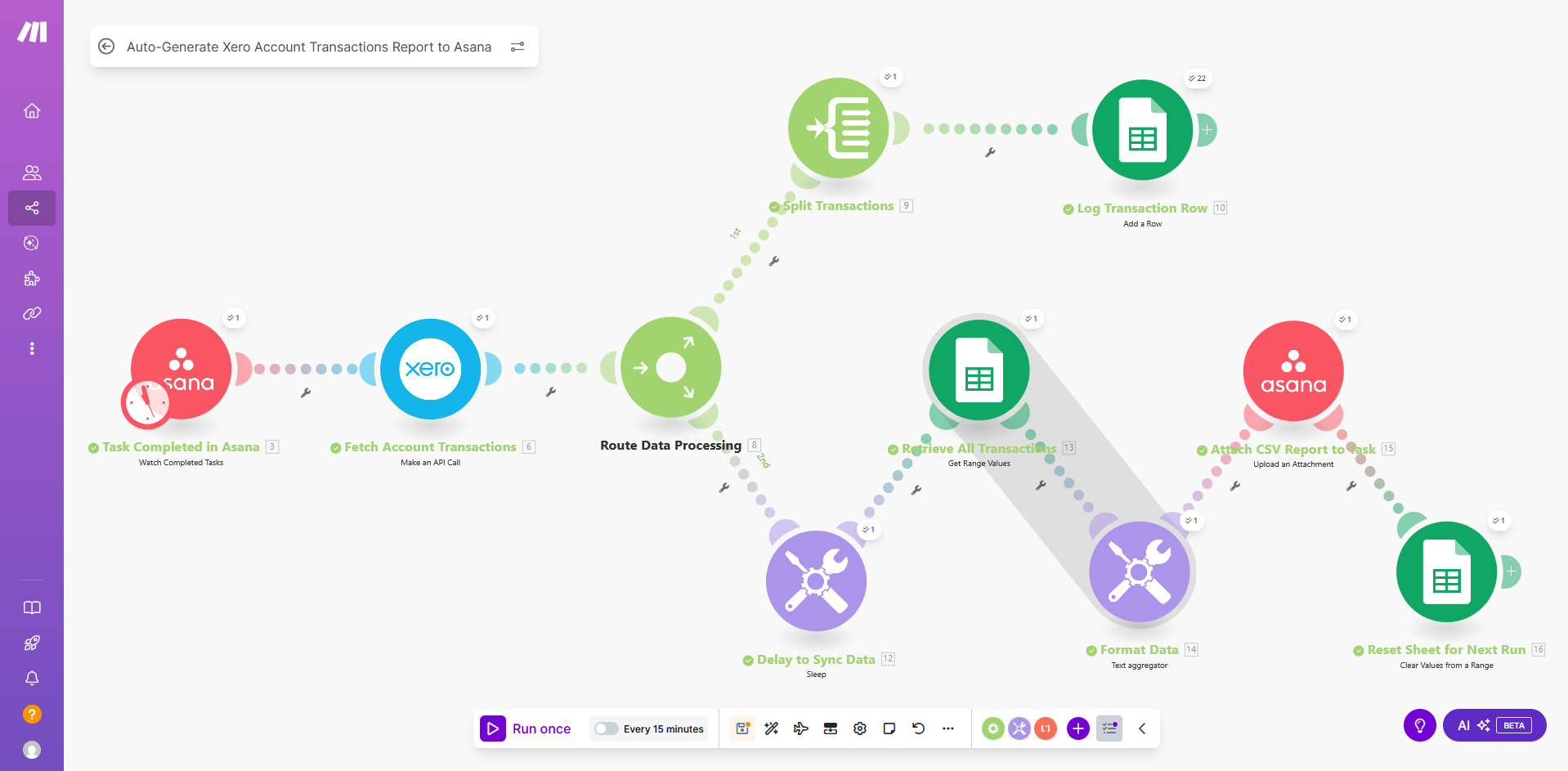 Xero Transaction Export to Asana